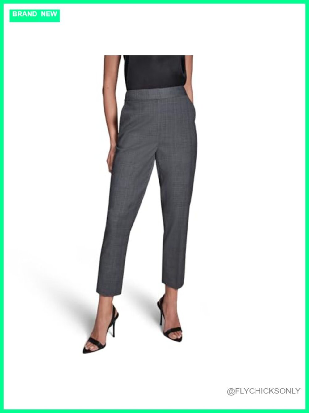 High Rise Straight Leg Plaid Dress Pants with Pockets